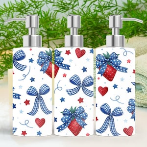 Strawberry Coquette 18.6oz Stainless Steel Bottle Soap Dispenser, Strawberry Decor, Liquid Soap Dispenser, 4th Of July