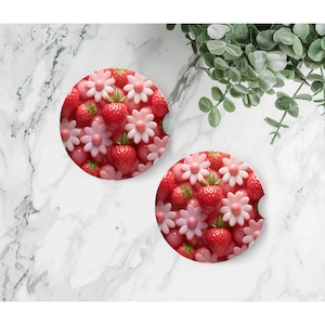 Fruit Puff Look Car Coasters, 2 Coasters, 8 Design Choices, Ceramic Or Hardboard