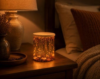 Autumn Candle Holder, Frosted or Ceramic Glass | Harvest Motif | Celestial Amber Glow