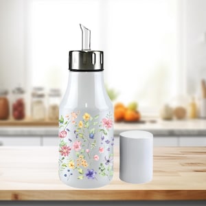 Floral Stainless Steel Olive Oil Dispenser: Personalized Kitchen Cruet