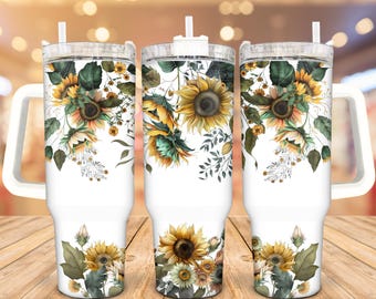 Sunflower Stainless Steel Tumbler, Floral Insulated 30/40 Oz Travel Mug