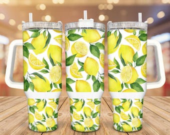 Lemon Print Stainless Steel Tumbler: 30/40 Oz Insulated Travel Mug