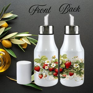 Strawberries 17oz Stainless Steel Cruet, Olive Oil Dispenser, Kitchen Oil Bottle, Gift for Chef, Personalized Gift, Strawberry Decor