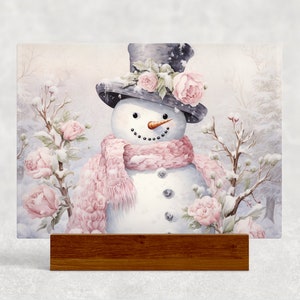 Snowman Glass Cutting Board, 3 Size Choices, Personalized Christmas Gift, Kitchen Decor, Holiday Gift, Festive Decor