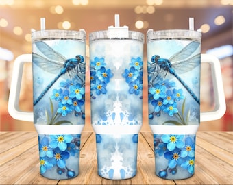 Watercolor Dragonfly Tumbler: 30/40 Oz Stainless Steel, Insulated