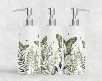 Green Floral Butterfly Wildflower Soap Dispenser - Stainless Steel