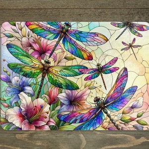 Dragonfly Glass Cutting Board, Cheese Board, Kitchen Decor, Dragonfly Serving Tray, Unique Gift Idea, 3 Size Choices, Personalized Gift