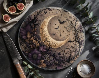 Bat Tempered, Round Glass Board | 12 Inch, Nature Inspired | Rubber Feet, Handwash Only