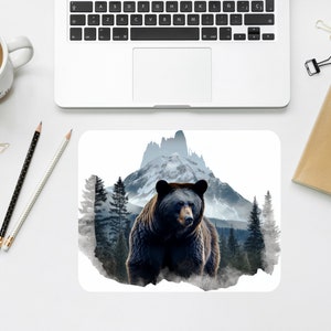 Bear & Mountains Mouse Pad: Personalized Office Decor