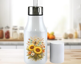 Dragonfly Sunflower Oil Cruet: Stainless Steel Kitchen Dispenser