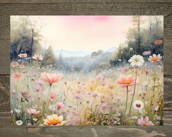 Watercolor Wildflower Tempered Glass Cutting Board: Floral Kitchen Decor