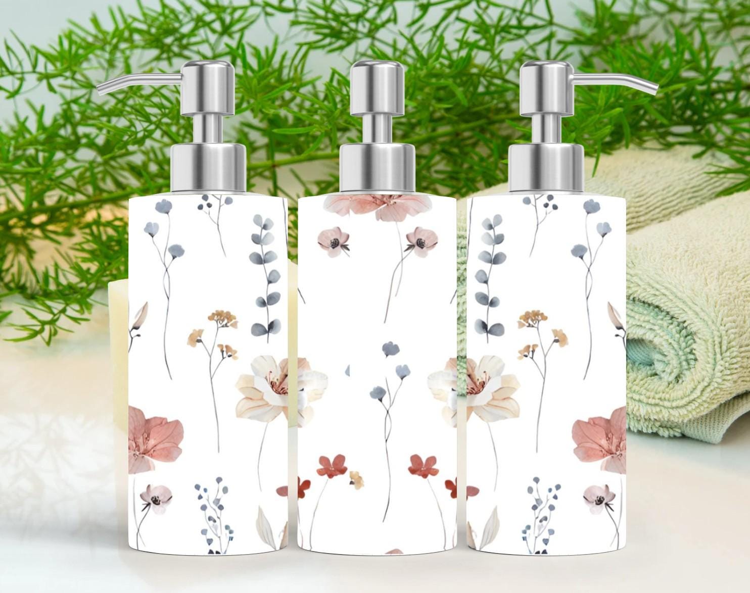 Floral Stainless Steel Soap Dispenser: Modern Kitchen & Bath Decor