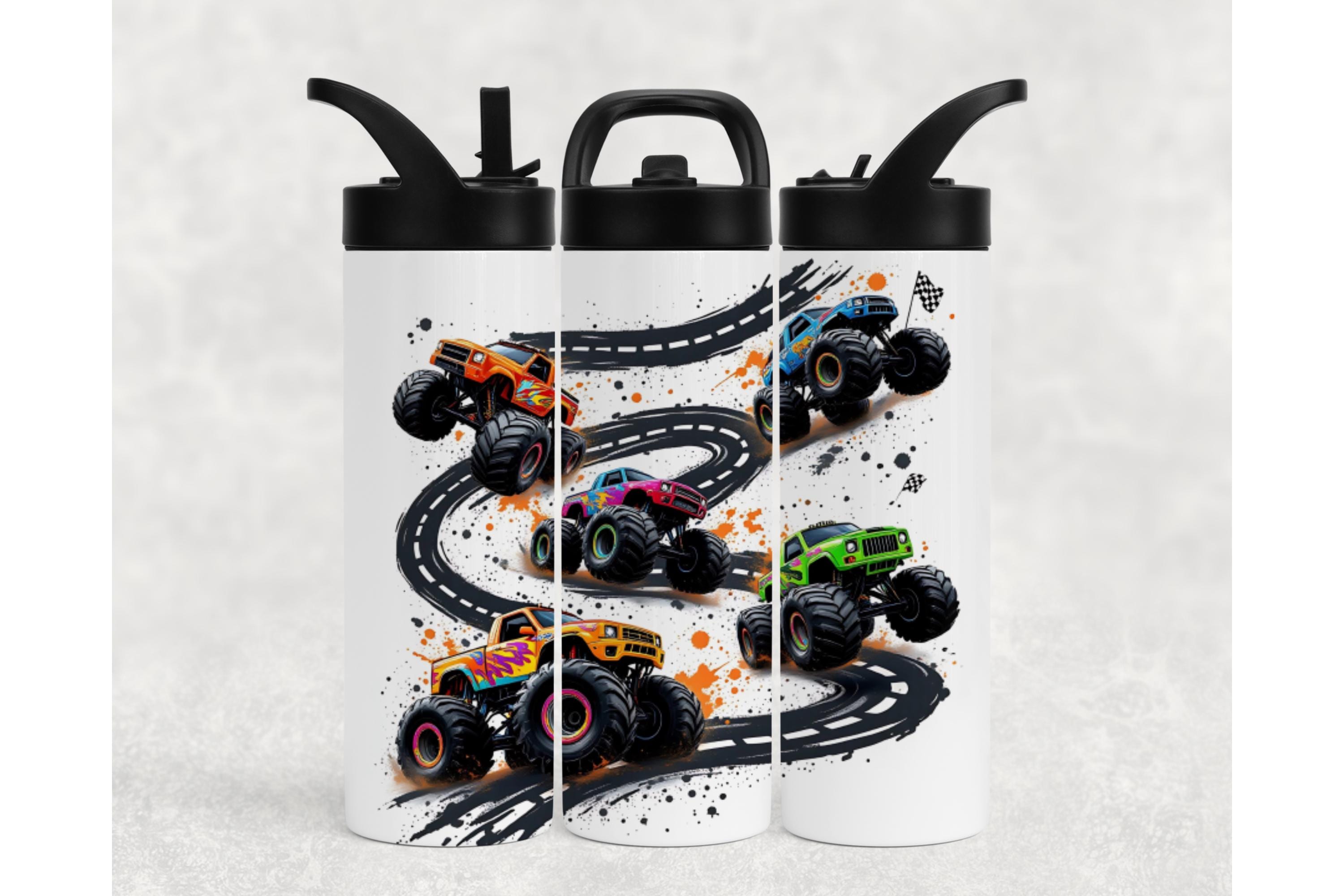 Personalized Monster Truck Tumbler: Insulated Stainless Steel Water Bottle