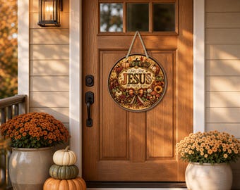 Fall For Jesus - Aluminum Door Plaque | Autumn Faith Accent | Indoor, Outdoor Display