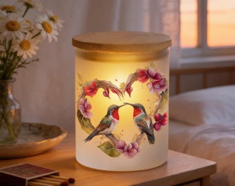 Hummingbird Candle Holder: Frosted Glass With Tealight Or Ceramic