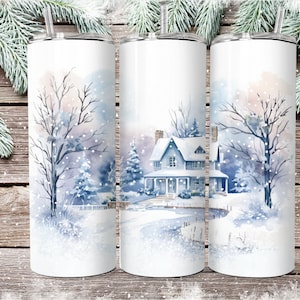 Winter Home Tumbler, Personalized Travel Mug, Custom Gift for Her, Insulated Beverage Holder, Unique Present