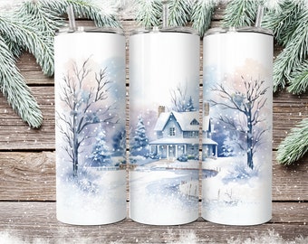 Winter Home Tumbler, Personalized Travel Mug, Custom Gift for Her, Insulated Beverage Holder, Unique Present