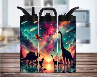 Dino Galaxy Water Bottle: 15-30 Oz Stainless Steel