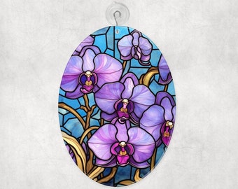 Orchid Glass Suncatcher, Handcrafted Sun Catcher, Floral Gift, Floral Decoration, Window Decor, 2 Shape Choices
