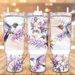 Hummingbird Lavender Stainless Steel Tumbler, 40 Oz, Personalized Gift, Hummingbird Gift, Insulated Cup, Gift For Her, Friend Gift