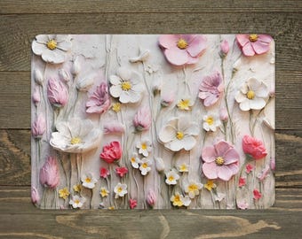 Tempered Glass Cutting Board: Wildflower 3D Look - Floral Kitchen Decor