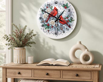 Cardinal Rose Clock | Glass Or Brushed Aluminum, 3 Sizes