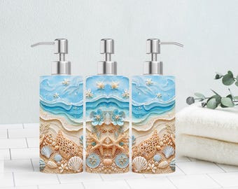 Beach Seashell Soap Dispenser - Stainless Steel, Modern Bathroom Decor