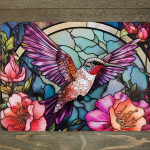 Hummingbird Glass Cutting Board, 3 Size Choices, Hummingbird Lover Gift, Tempered Glass, Kitchen Decor