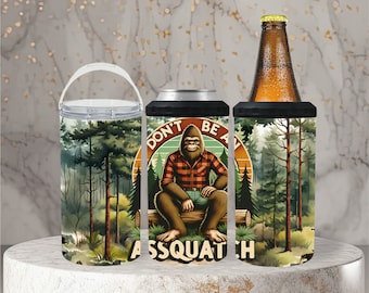 Funny Bigfoot Can Cooler: 4-in-1 Stainless Steel Tumbler, 16 Oz.
