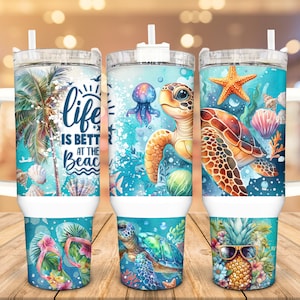 Beach Lover Stainless Steel Tumbler: Personalized 40 oz Travel Mug