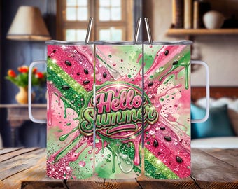 Hello Summer Watermelon Tumbler: Stainless Steel Travel Mug