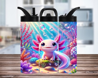 Personalized Axolotl Water Bottle:  Kids Tumbler