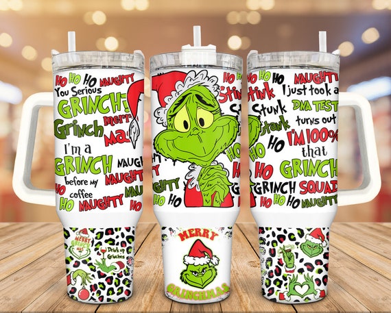 40oz Grinch Tumblers with Handle Stainless Steel Travel Mug