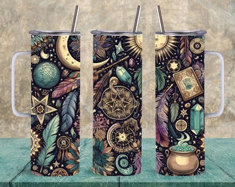 Boho Witchy Stainless Steel Tumbler (Personalized, 15, 20 or 30oz)