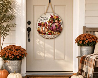Harvest Blessings, Round Aluminum Door Sign | 4 Sizes