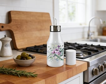 Orchid Stainless Steel Olive Oil Cruet: Personalized Kitchen Decor