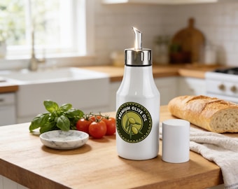 Personalized Olive Oil Dispenser: Stainless Steel Cruet, Chef Gift