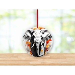 Elephant Ornament: Oil Paint Look, Glass or Ceramic, Holiday Decor
