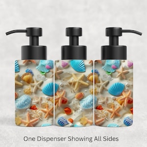 Starfish Beach Stainless Steel Soap Dispenser: Beach Decor, Black Or Silver Pump