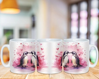 Penguin Couples Ceramic Coffee Mug - Choose From 5 Designs, Cute Gift for Penguin Enthusiasts, Personalize It