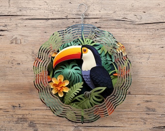 Toucan Wind Spinner, Garden Décor, Bird Lover Gift, Nature Inspired Outdoor Yard Art, Beautiful Bird Garden Decor