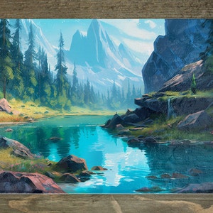 Beautiful River Design Tempered Glass Cutting Board, 3 Size Choices, Nature Lover Gift