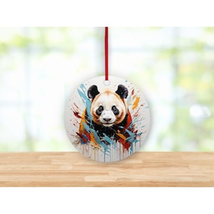 Panda Ornament: Oil Paint Look, Glass or Ceramic, Holiday Decor