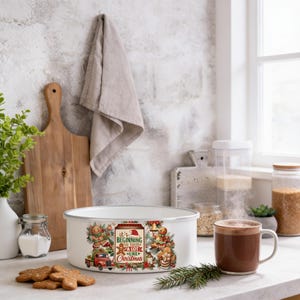 Taste A Lot Like Christmas Enamel Bowl With Lid, Personalized Gift, 26 Or 40 Oz Size