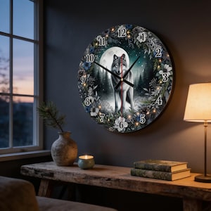 Moonlit Wolf Clock: Wall Or Table Decor