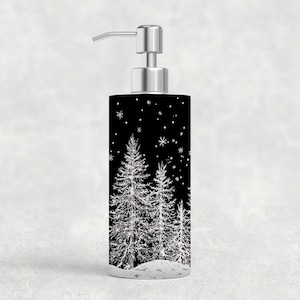 Winter Pine Trees Soap Dispenser: Stainless Steel Kitchen & Bath Decor
