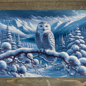 Snow Owl Tempered Glass Cutting Board, Kitchen Decor, Housewarming Gift, Personalized Gift, Owl Decor