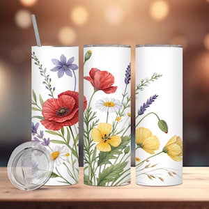 Wildflower Tumbler: Personalized Stainless Steel Floral Gift