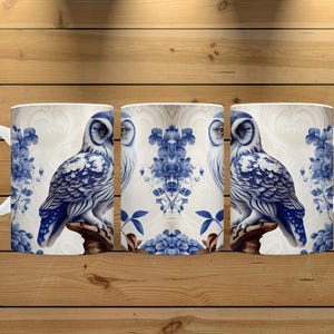 Owl Mug Vintage Style, 2 Sizes, Personalized Gift , Bird Lover Coffee Cup