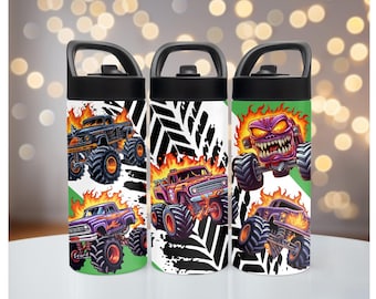 Personalized Monster Truck Tumbler: Insulated Stainless Steel Water Bottle